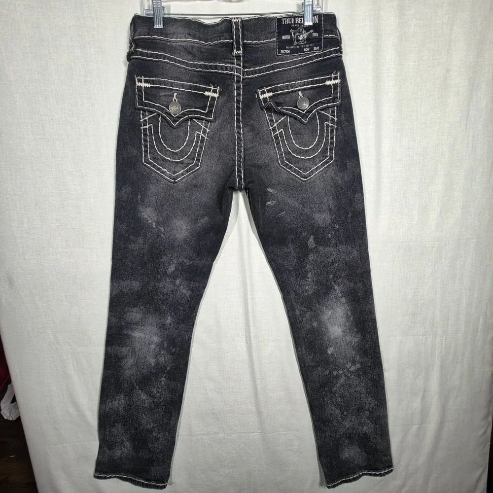 True Religion Ricky Relaxed Straight Mens Black Super T Flap Jeans 2000s